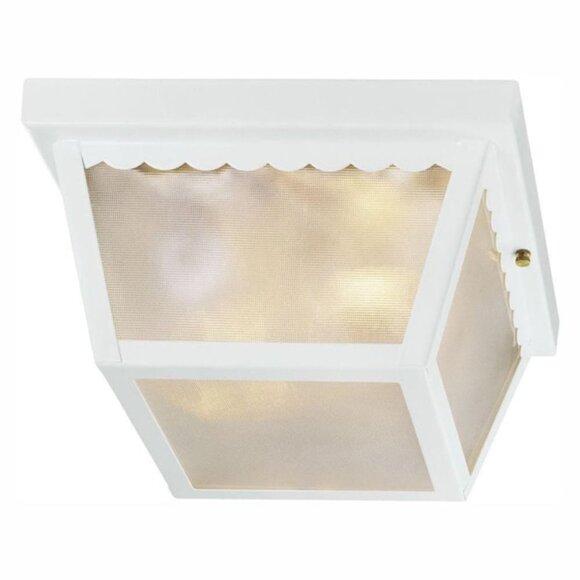 White Outdoor Flush Mount Light Fixture - Picture 3 of 16